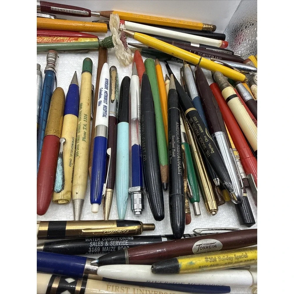 Lot of 100+ Vintage Advertising Pens Pencils (untested)